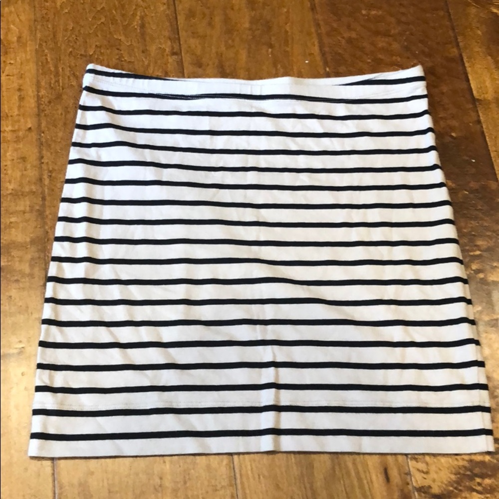 Cream and black striped skirt